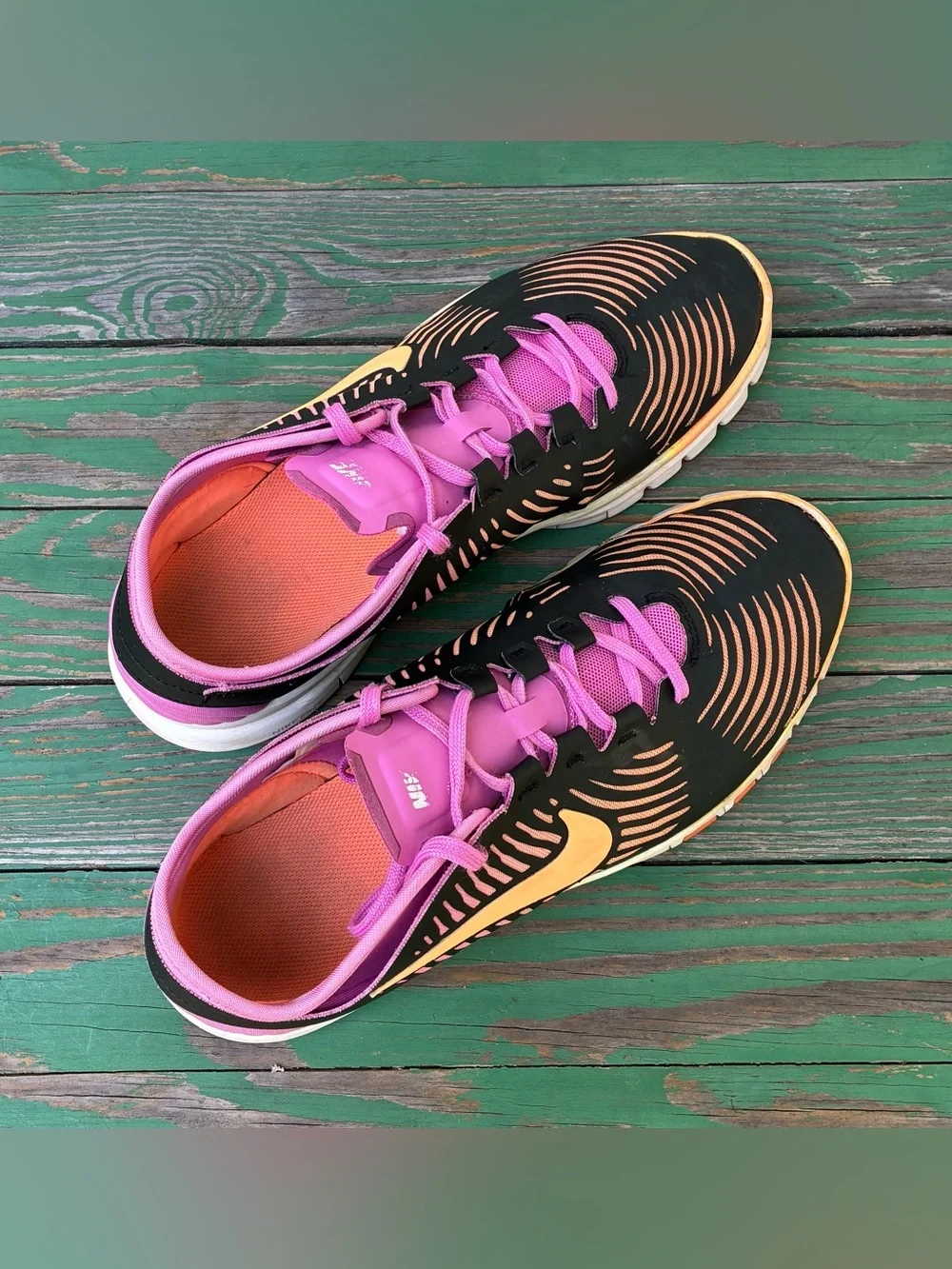 Nike Free Balanza Running Training Shoes Black Pink Orange Sz 11 Womens